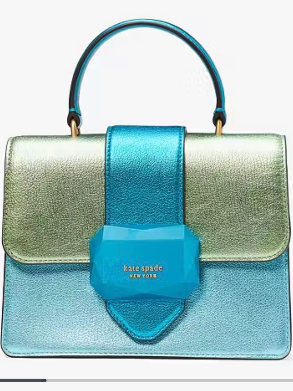 kate spade Bijou Metallic Aqua, Seafoam and Teal Top-Handle Satchel